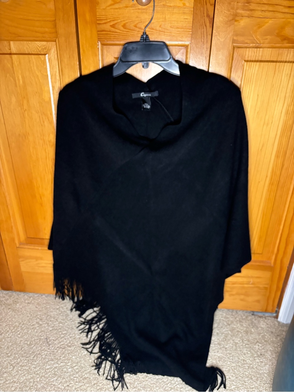 Cejon Black Knit Fringe Wrap